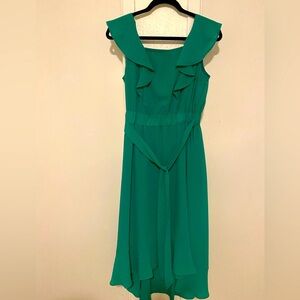 Green Spense midi tie back dress sz 2